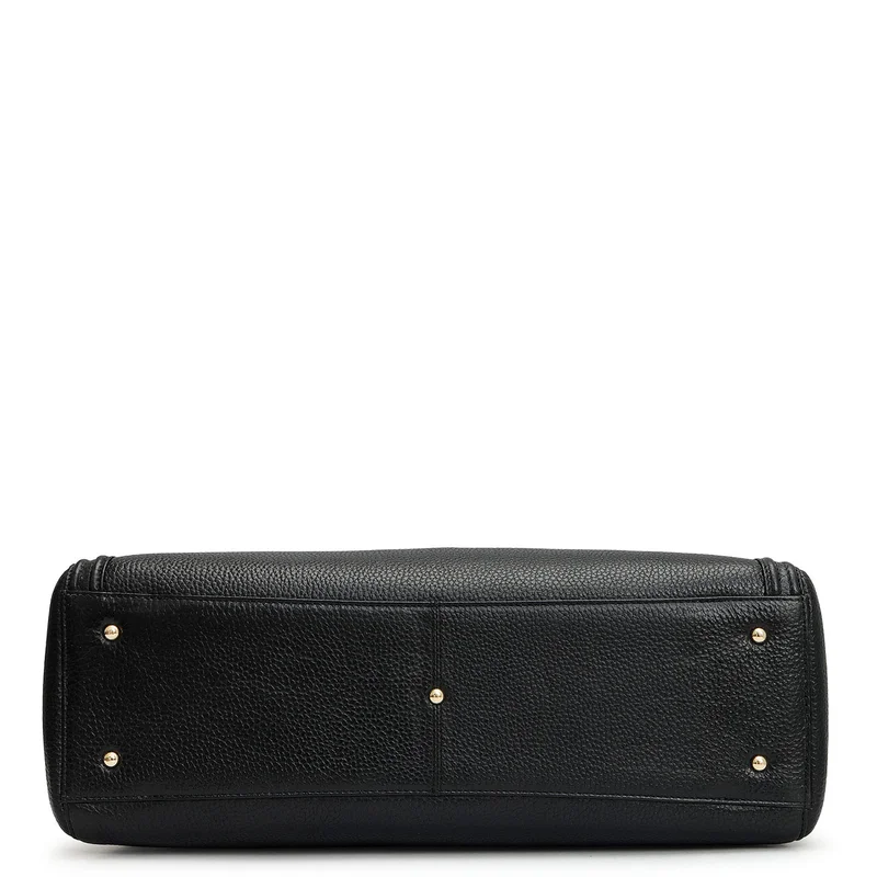 Da Milano Black Medium Wax Leather Shoulder Bag - Black for Women | Best Price UAE